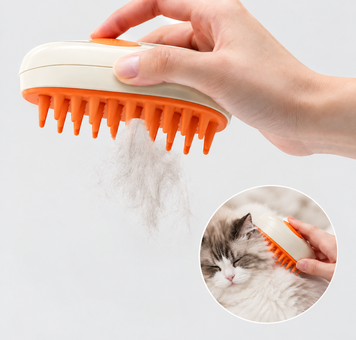 Steamy Self-Cleaning Cat Grooming Brush