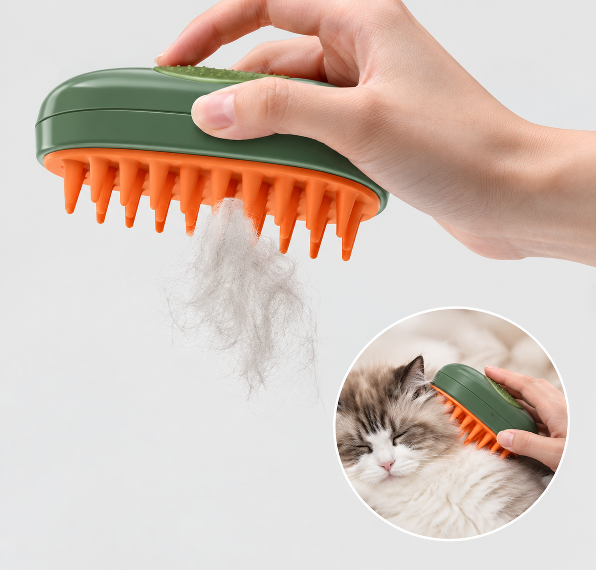 Steamy Self-Cleaning Cat Grooming Brush
